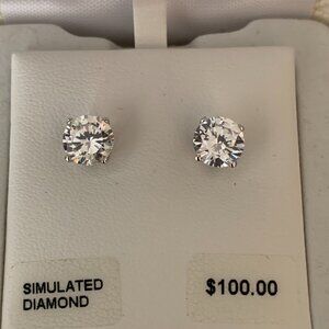 8mm Simulated Diamond Sterling Silver Stud Earrings